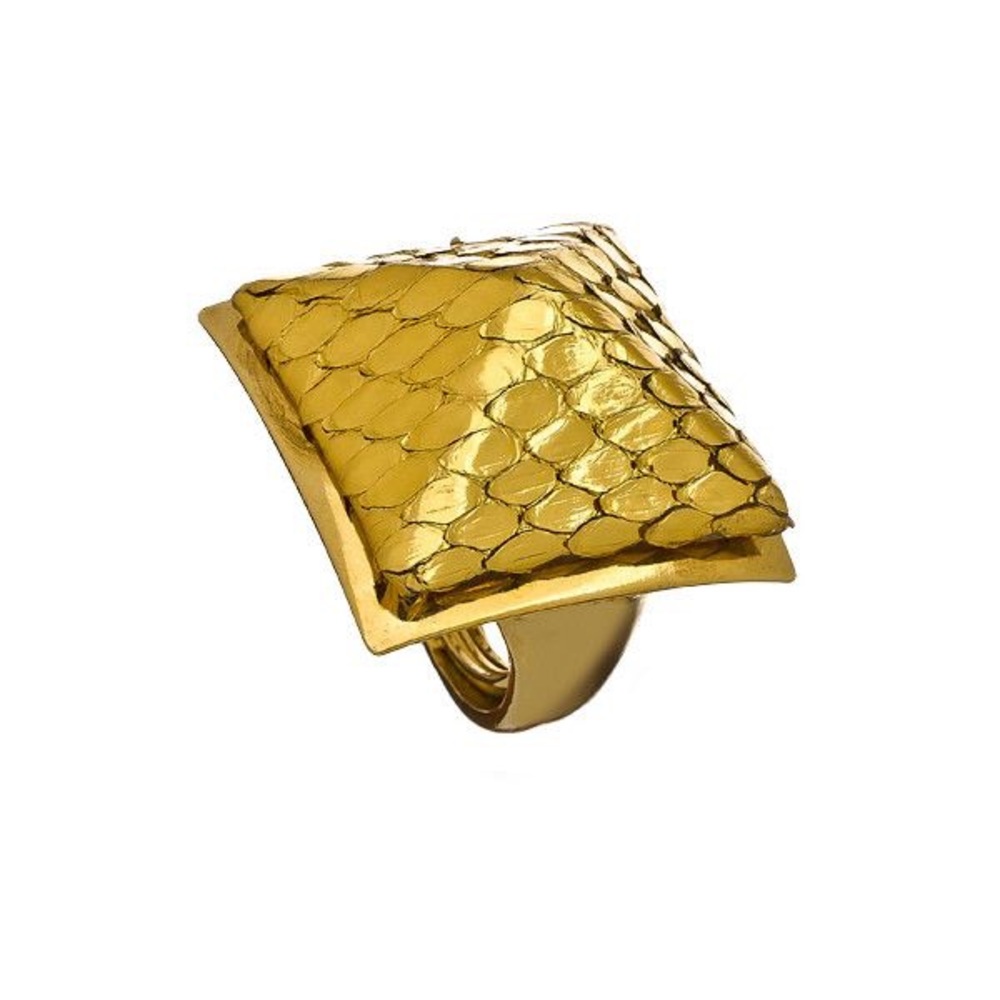 Ted Rossi Gold Python Pyramid Ring - image 1
